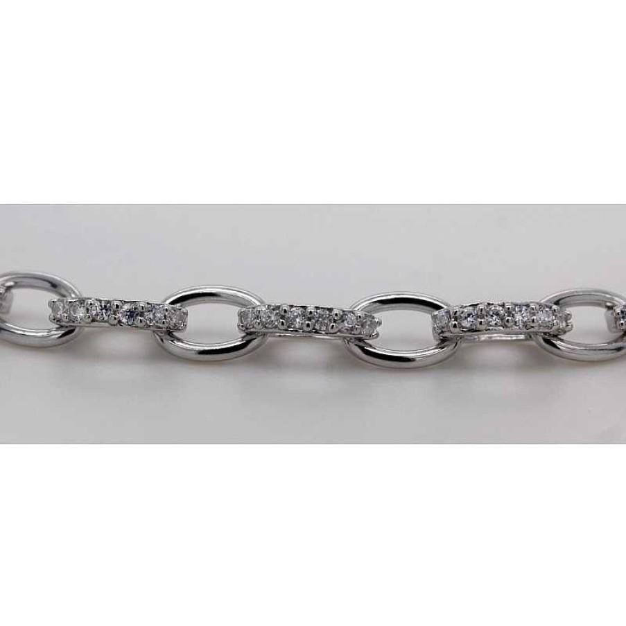 Armband Keine Angabe | Fusskette Silber 925 Mitvielen Zirkonia, Breite 6,3Mm, 9,5 Gramm, 23+2Cm