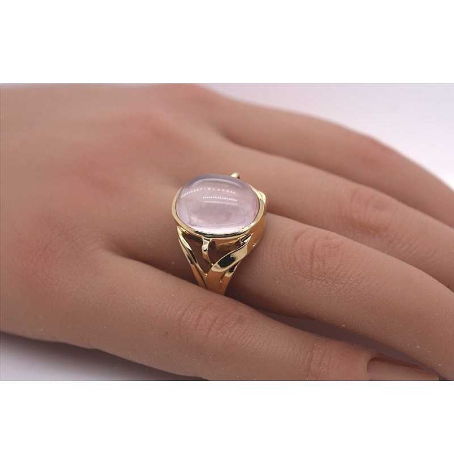 Ringe CH.ABRAMOWICZ | Antiker Edelstein Ring Gelbgold 750 Rosenquarz 12Ct.