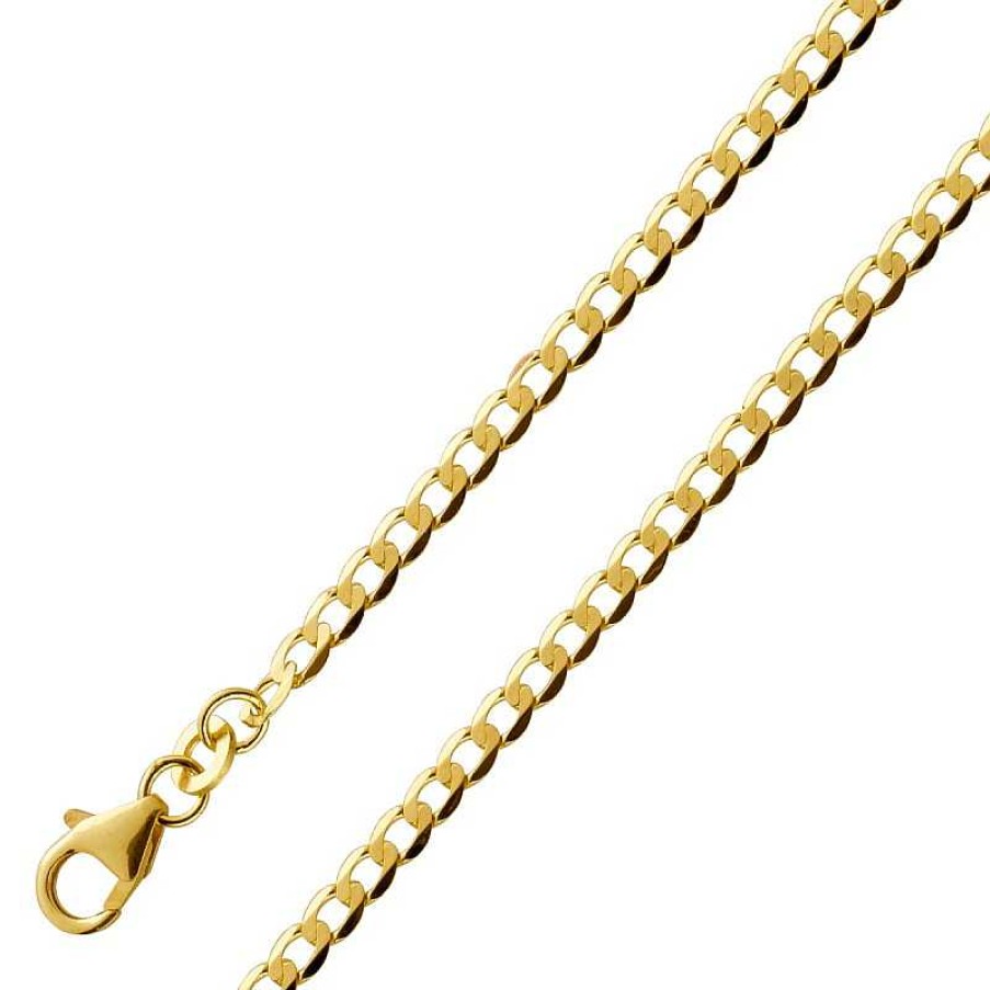 Halskette BINDER | Panzerkette2,6Mm Gelbgold 333 8 Karat Massiv Cuban Link Chain Poliert