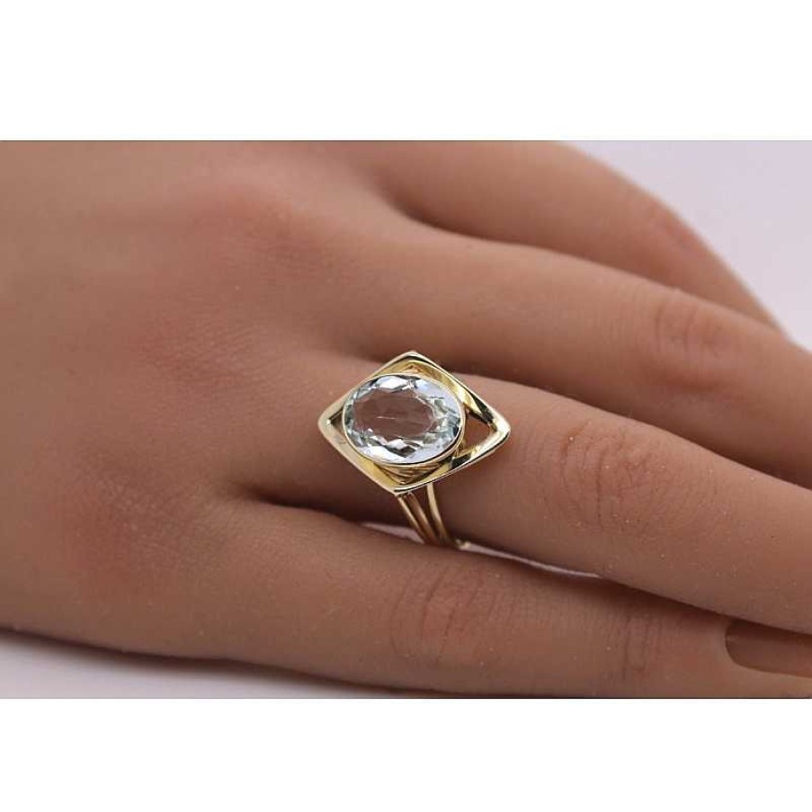 Ringe CH.ABRAMOWICZ | Damenring Gelbgold 585 Wasserblauer Aquamarin 4,50Ct Antik