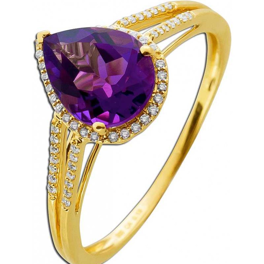 Ringe CH.ABRAMOWICZ | Edelsteinring Gelbgold 585 1 Amethyst 58 Diamanten