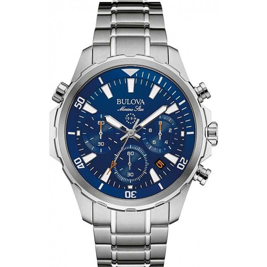 Uhren BULOVA | Bulova Marine Star 96B256 Chronograph Herrenuhr Edelstahl Mineralglas