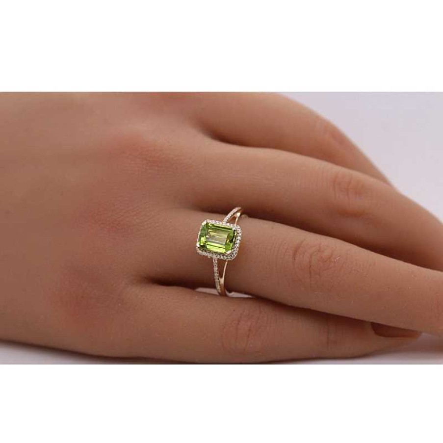 Ringe CH.ABRAMOWICZ | Edelsteinring Gelbgold 585 Gr Ner Peridot Edelstein 38 Diamanten