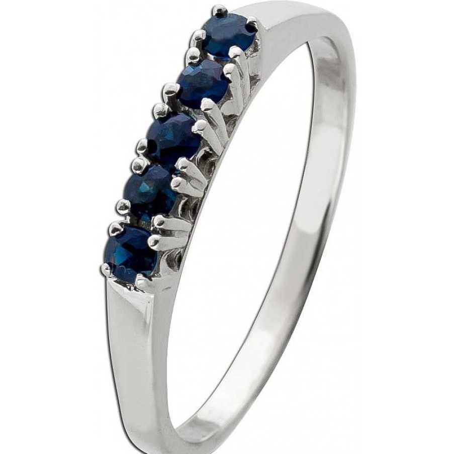 Ringe CH.ABRAMOWICZ | Saphirring In Wei Gold 585 Blaue Saphir Edelsteine 0.40Ct. Antik