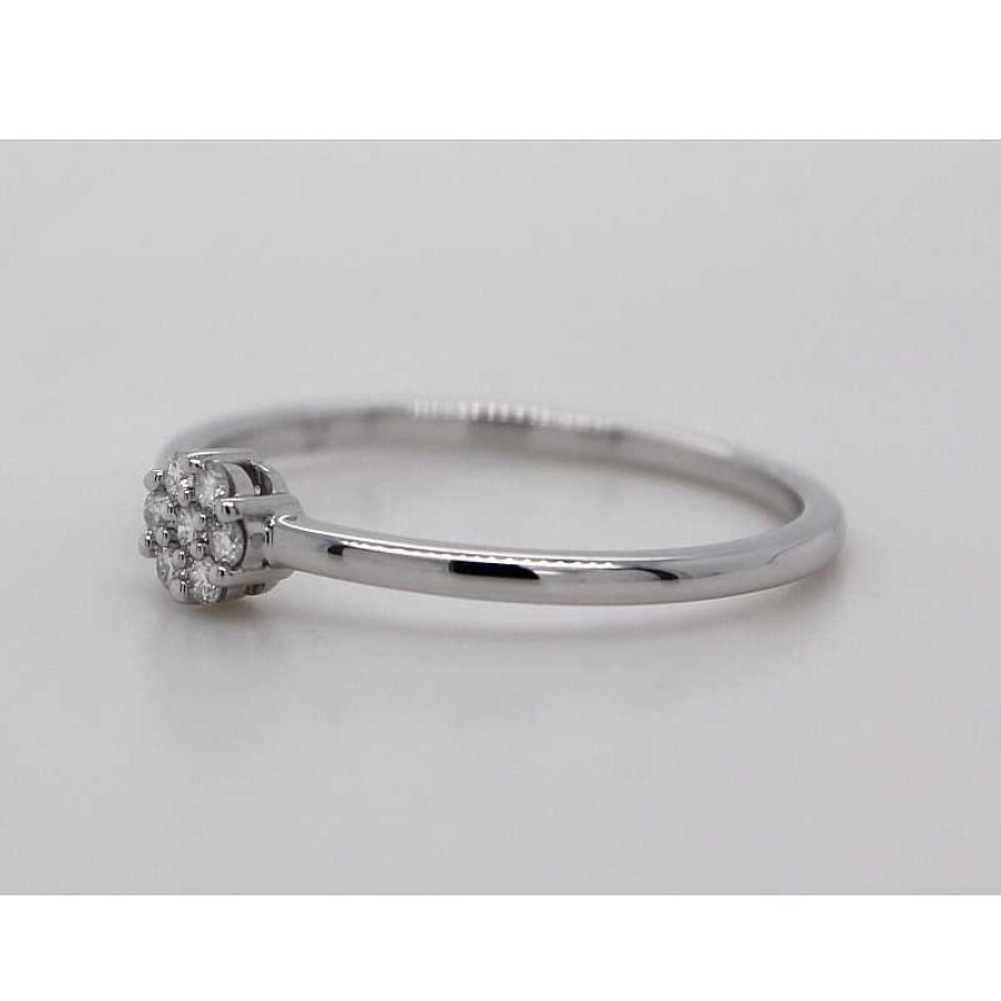 Ringe CH.ABRAMOWICZ | Blumen Ring Wei Gold375 9Karat 7 Brillanten 0,06Ct W/I1 Krappengefasst