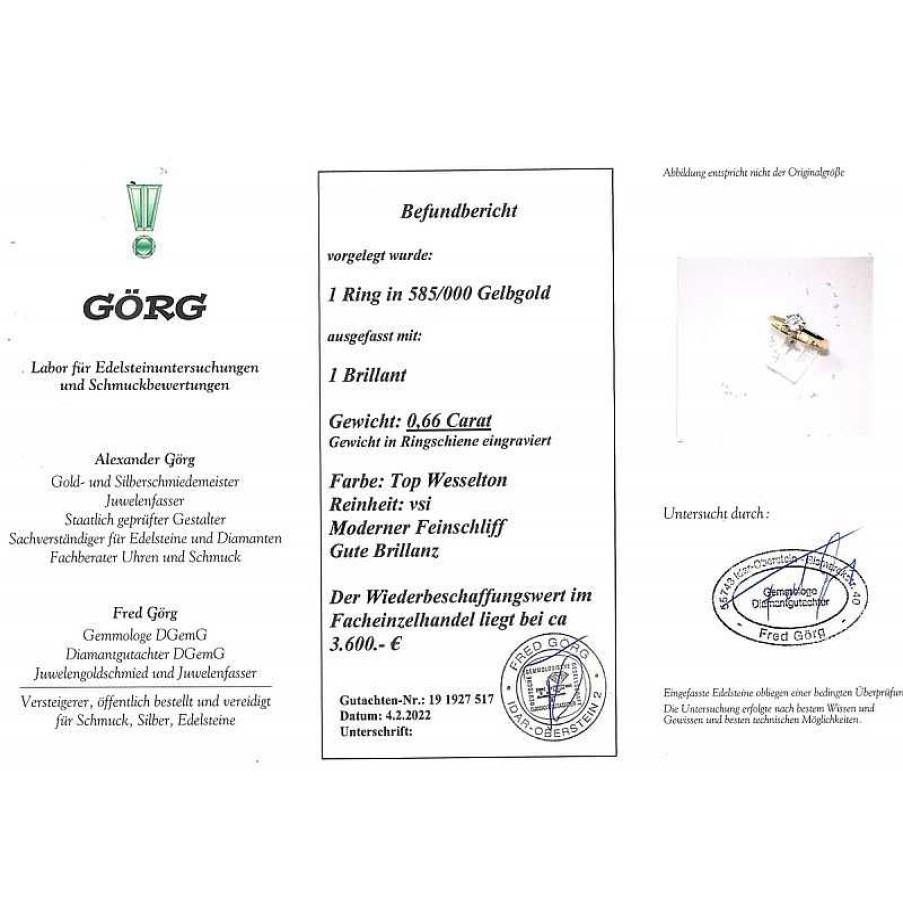 Ringe CH.ABRAMOWICZ | Solit Rring Gelbgold 585 1 Brillant 0,66Ct Tw/Vsi