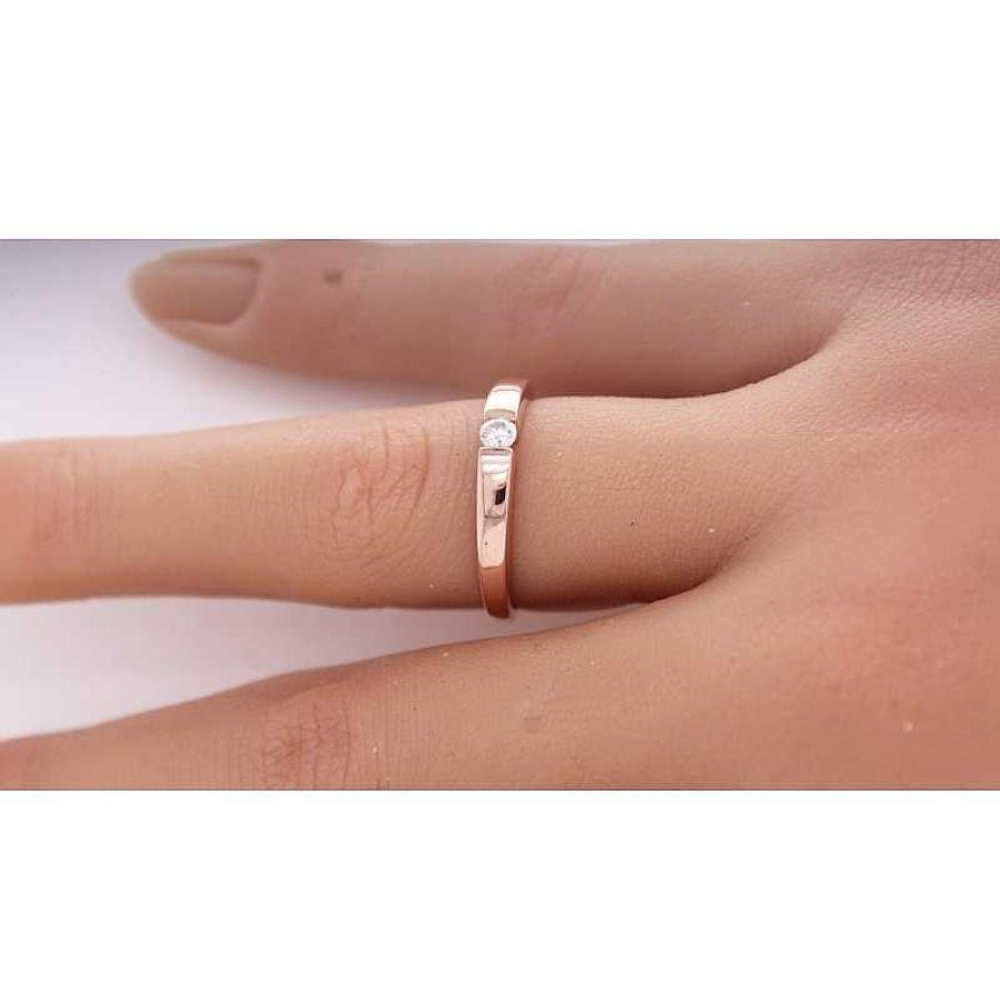 Ringe CH.ABRAMOWICZ | Solit Rring Rosegold 333 1Brillant 0,10Ct, Tw/Si Optische Spannfassung