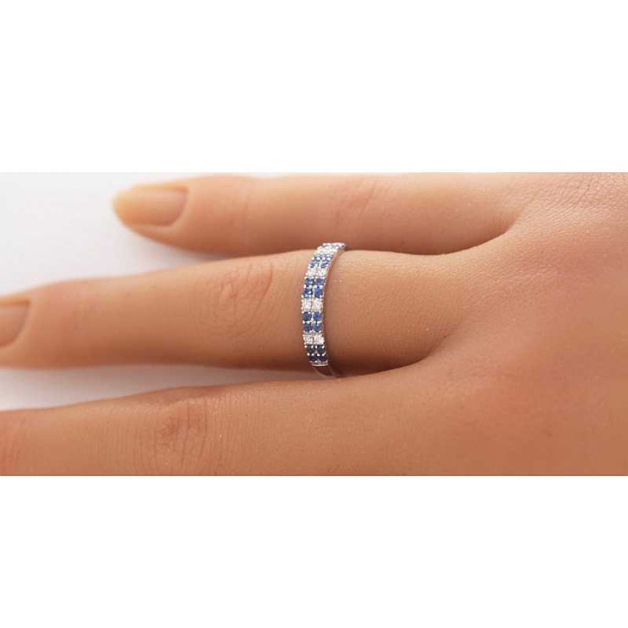 Ringe CH.ABRAMOWICZ | Ring Wei Gold 585 20 Saphiren 0,27Ct 8Brillanten 0,09Ct W/Si