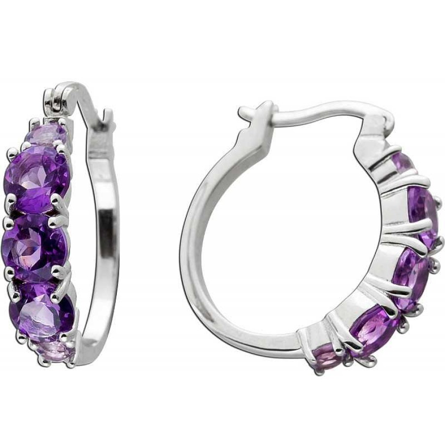 Ohrringe CH.ABRAMOWICZ | Creolen Silber925 8 Amethyst Edelsteine Poliert Rhodiniert