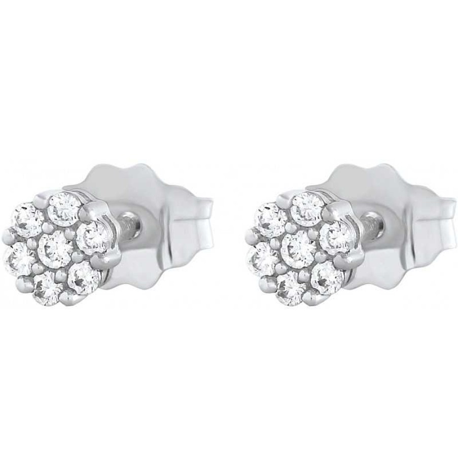 Ohrringe CH.ABRAMOWICZ | Blumen Ohrstecker Wei Gold375 14 Diamanten 0,08Ct W/I1 Krappenfassung