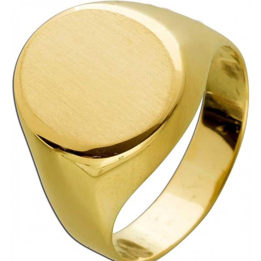 Ringe Statements for Men by Abramowicz | Siegelring Gelbgold 585 14 Karat Oval Mattierte Oberfl Che