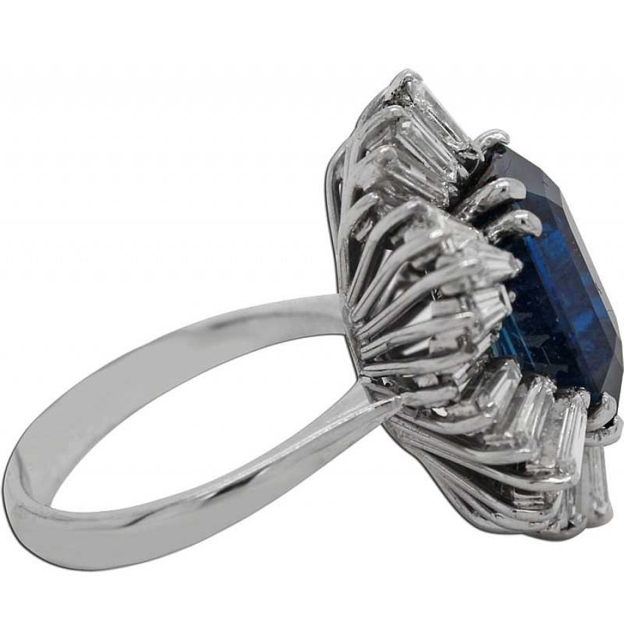 Ringe CH.ABRAMOWICZ | Saphir Ring Platin 950 Strahlend Blau Saphir 10,50Ct. Unbehandelt Diamanten 3,50Ct.