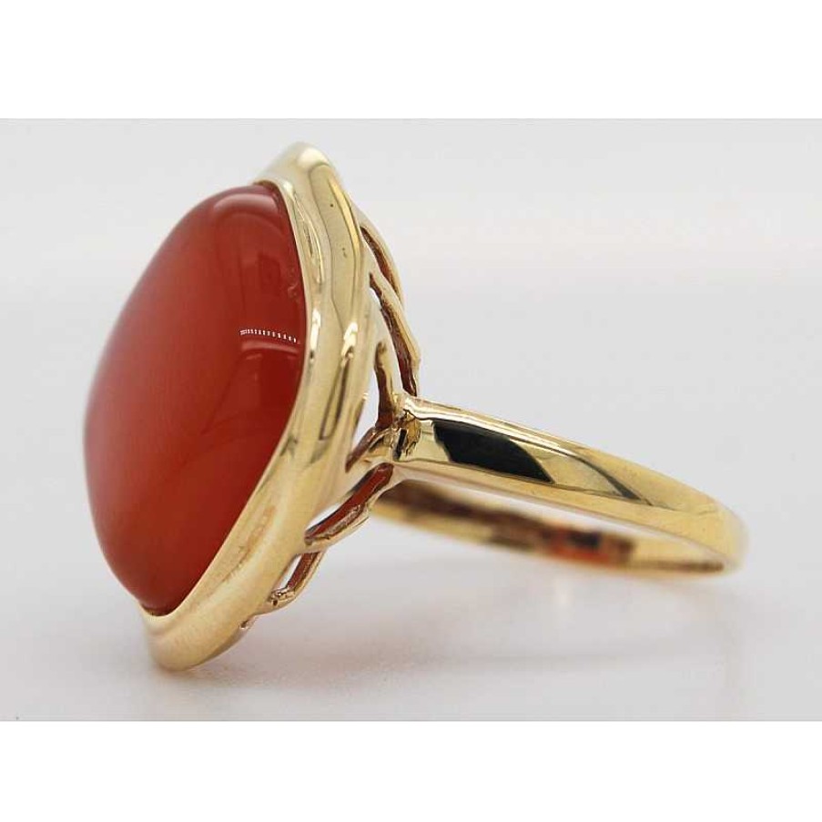 Ringe CH.ABRAMOWICZ | Ring Gelbgold 375 1 Karneol Edelstein Ca.18,34Ct. Antik 1930