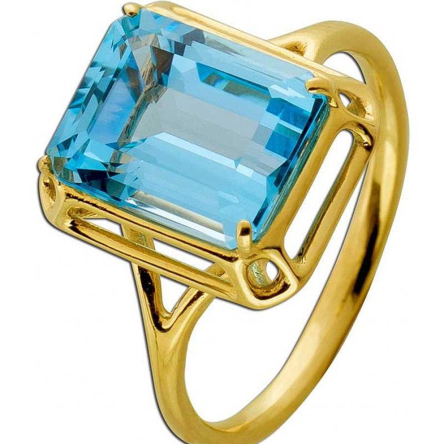 Ringe CH.ABRAMOWICZ | Ring Gelbgold 585 Hellblauer Blautopas Solit R 5.8Ct.