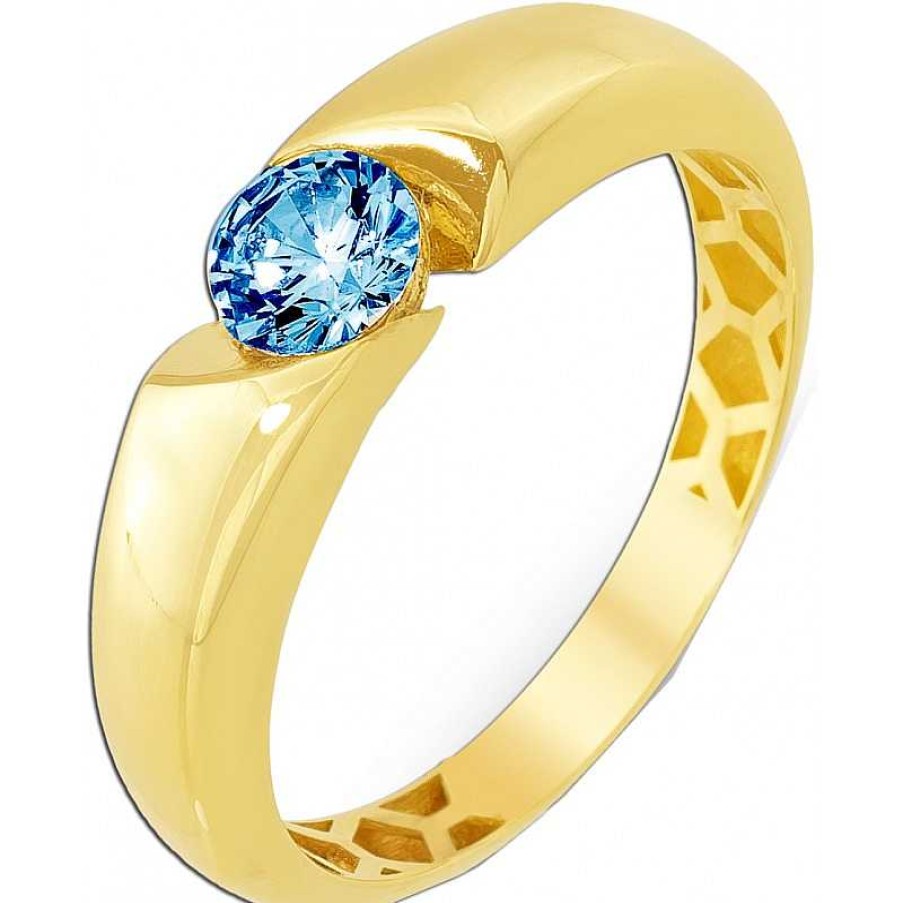 Ringe CH.ABRAMOWICZ | Solit Rringing Gelbgold 333 Wasserblauer Blautopas 0.50Ct