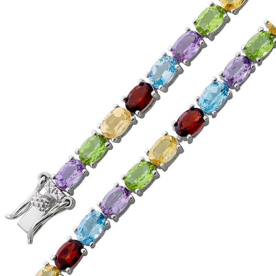 Armband CH.ABRAMOWICZ | Multicolor Edelsteinarmband Silber 925 Gr Ner Peridot Gelber Citrin Lila Amethyst Roter Granat Blautopas