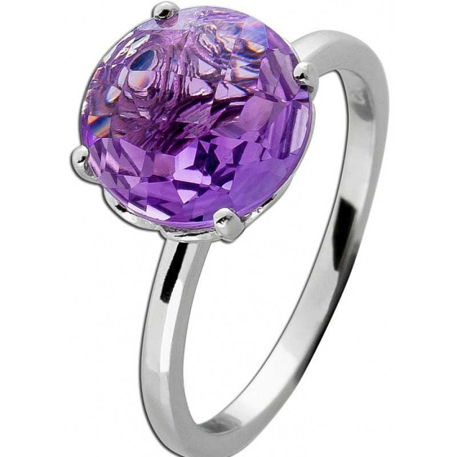 Ringe CH.ABRAMOWICZ | Ring Silber 925 1 Amethyst Aus Brasilien Rhodiniert Poliert