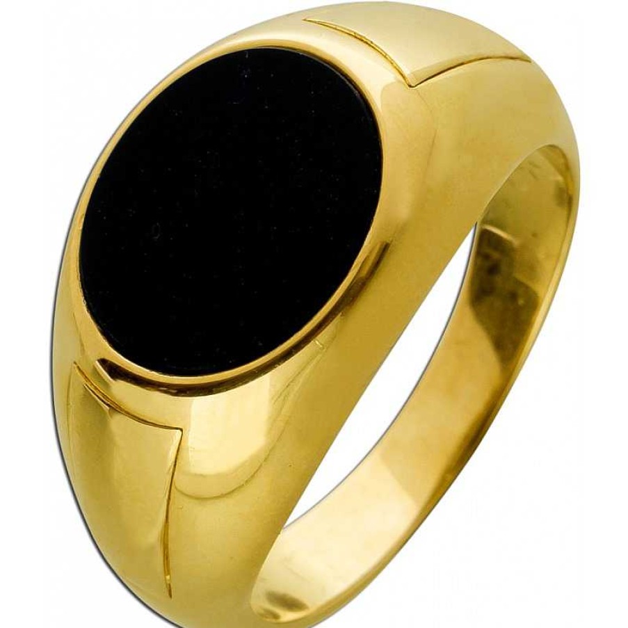 Ringe Statements for Men by Abramowicz | Ring Gelbgold 585 14 Karat Poliert Ovaler Schwarzer Onyx Edelstein