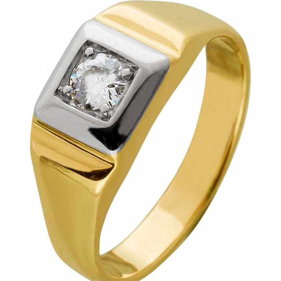 Ringe CH.ABRAMOWICZ | Antiker Solit Rring 1950 Gelbgold 585 1 Brillant 0,45Ct