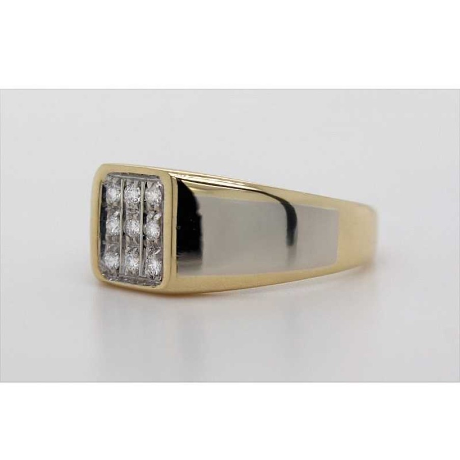 Ringe CH.ABRAMOWICZ | Antiker Brillantring Gelb/Wei Gold 750 9 Diamanten 0,18-0,20Ct Tw/Si