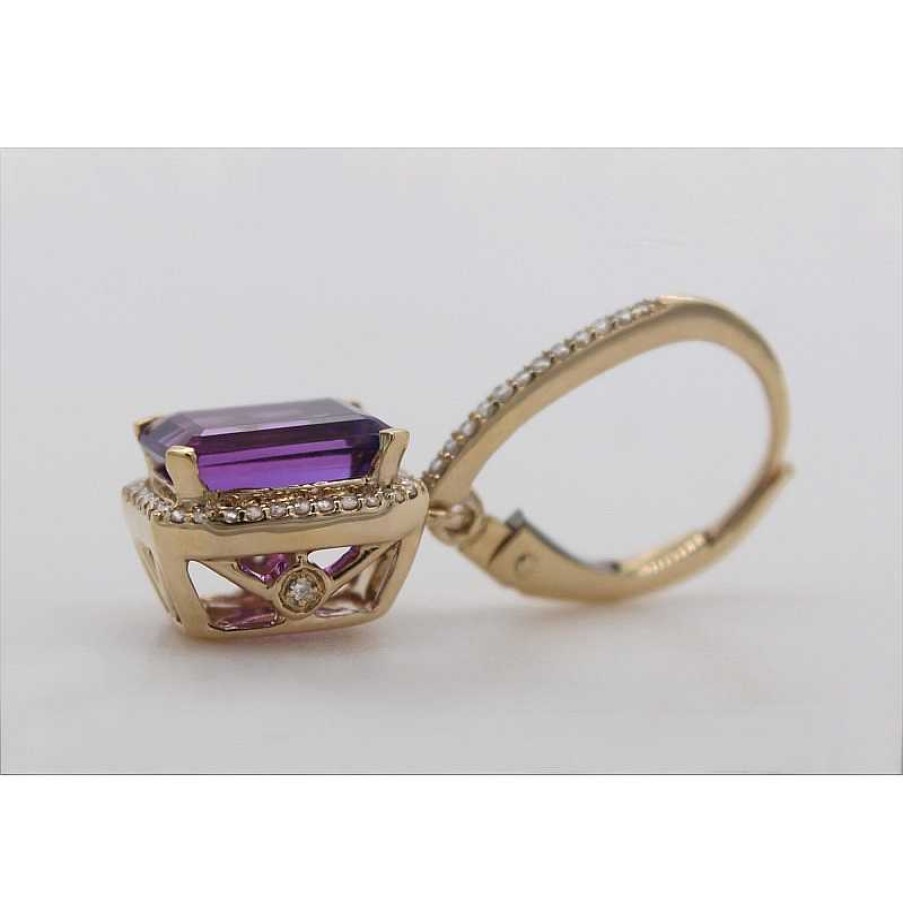 Ohrringe CH.ABRAMOWICZ | Ohrh Nger Gelbgold 585 Violett Amethyst Edelsteine 98 Diamanten