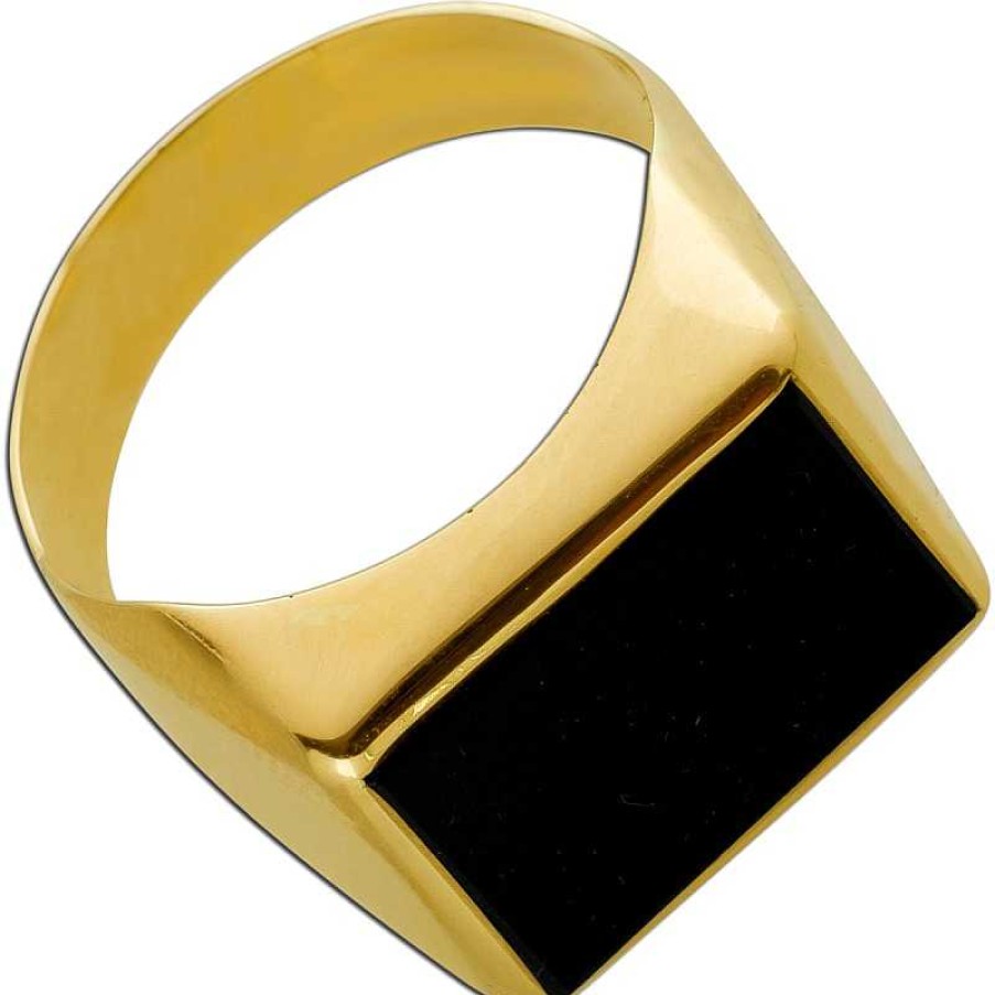 Ringe Statements for Men by Abramowicz | Ring Gelbgold 585 14 Karat Schwarzer Onyx Edelstein Poliert