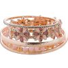 Armband CH.ABRAMOWICZ | Armband Armreif Schmuck Set 5-Teilig Metall Rose Vergoldet Rosa-Braune Glaskugeln Zirkonia