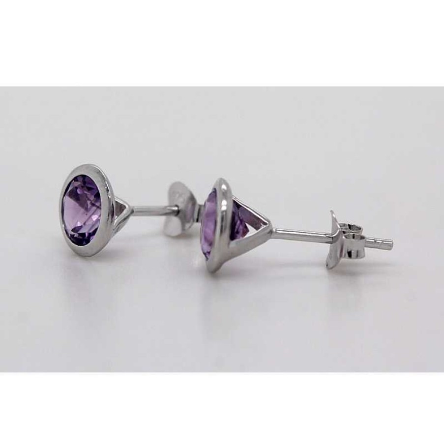 Ohrringe CH.ABRAMOWICZ | Amethyst Ohrringe Lila Edelstein Silber 925 Violetter Solitaer Ohrstecker