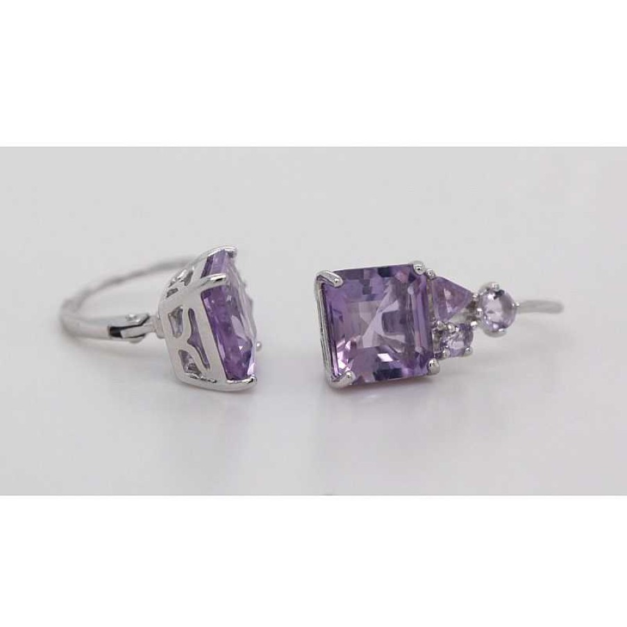 Ohrringe CH.ABRAMOWICZ | Ohrringe Silber925 8 Amethyst Edelsteine Klappscharnier Schlie E