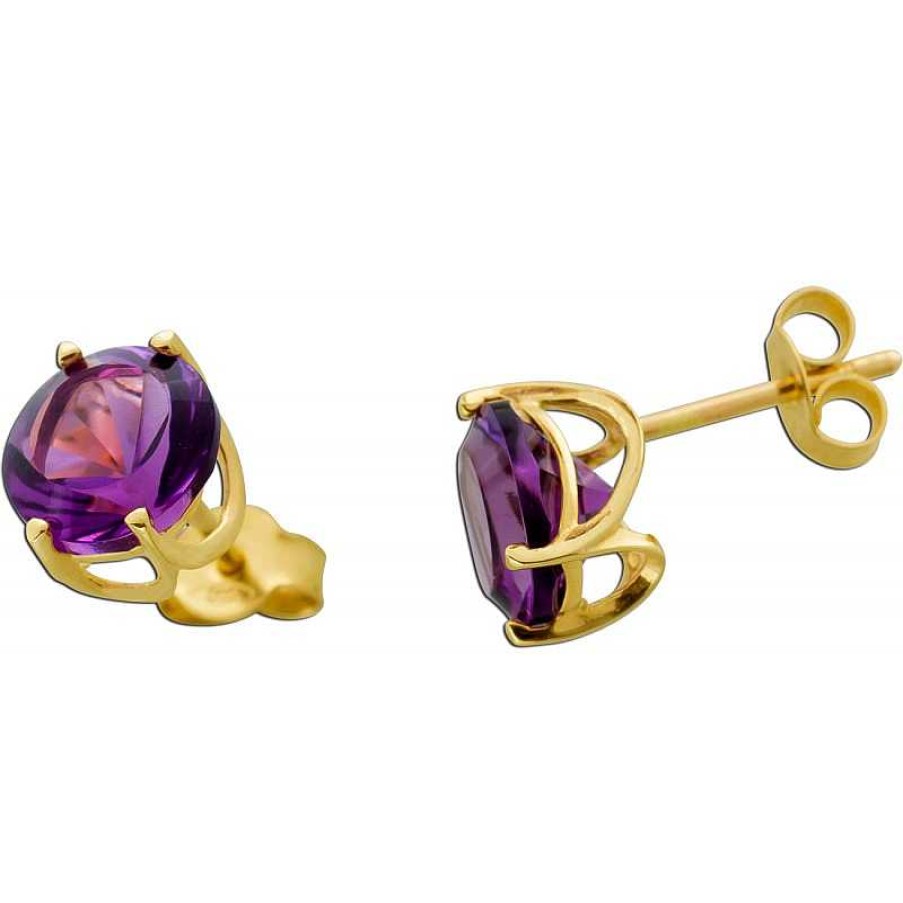 Ohrringe CH.ABRAMOWICZ | Ohrstecker Gelbgold 585 Lila Amethyst Edelsteine 3.7Ct.