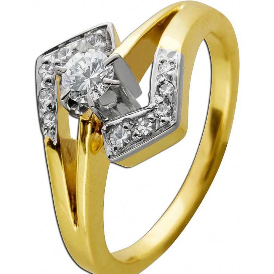 Ringe CH.ABRAMOWICZ | Antiker Brillantring 1970 Gelbgold 585 11 Diamanten 0,35Ct