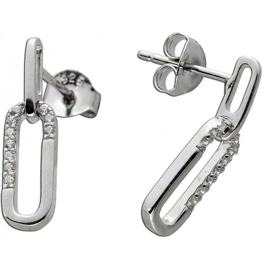 Ohrringe CH.ABRAMOWICZ | Paperclip Ohrh Nger Silber 925 Zirkonia Brillant Look Rhodiniert