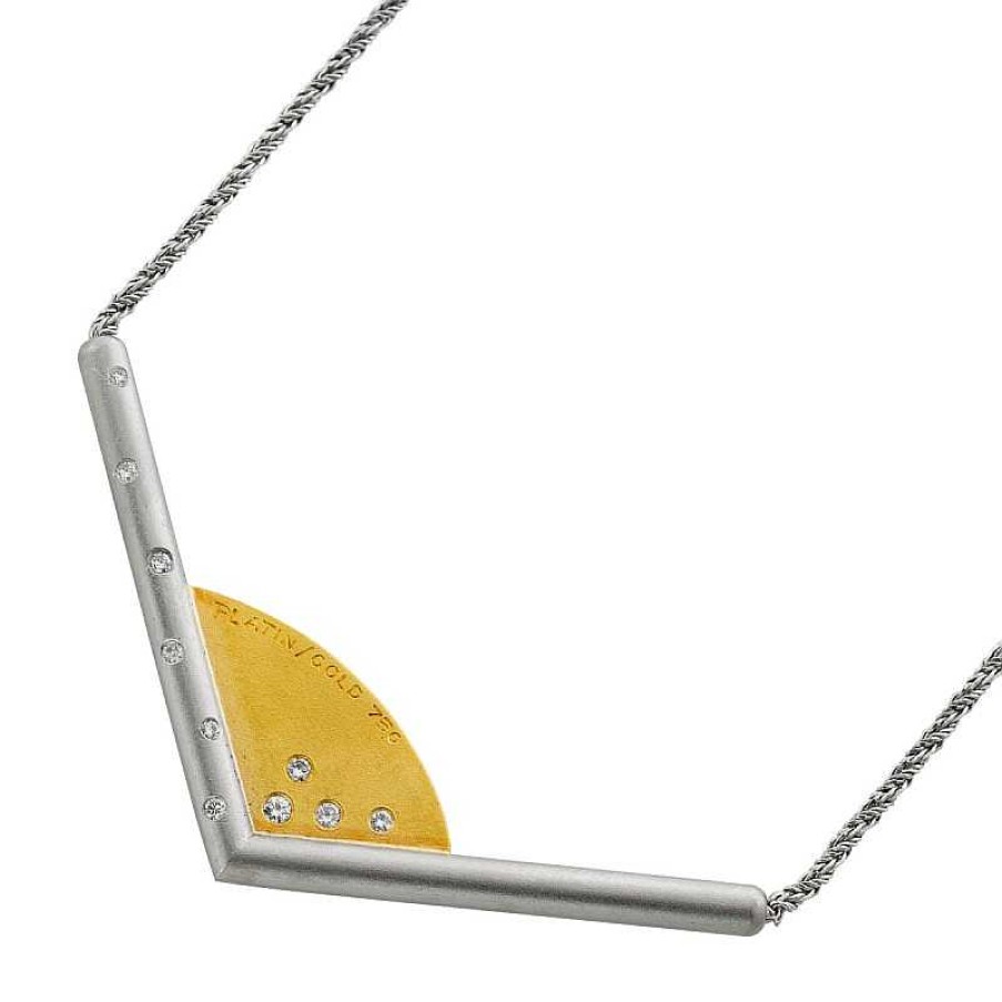 Halskette CH.ABRAMOWICZ | Collier Platin 950 Gelbgold 750 Diamanten 0,17Ct. Tw/ Lupenrein