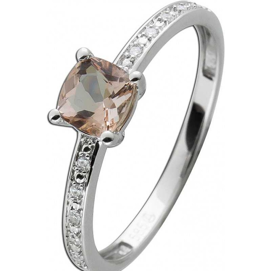 Ringe CH.ABRAMOWICZ | Ring Wei Gold 585 1Morganit Edelstein 0,51Ct 10 Diamanten 0,04Ct W/Si