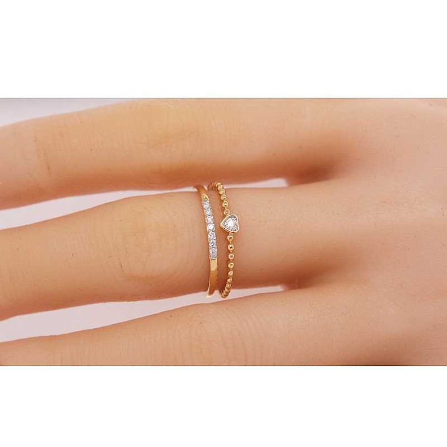 Ringe CH.ABRAMOWICZ | Herz Ring Gelbgold 585 14 Karat 8 Diamanten Total 0,08Ct W/Si