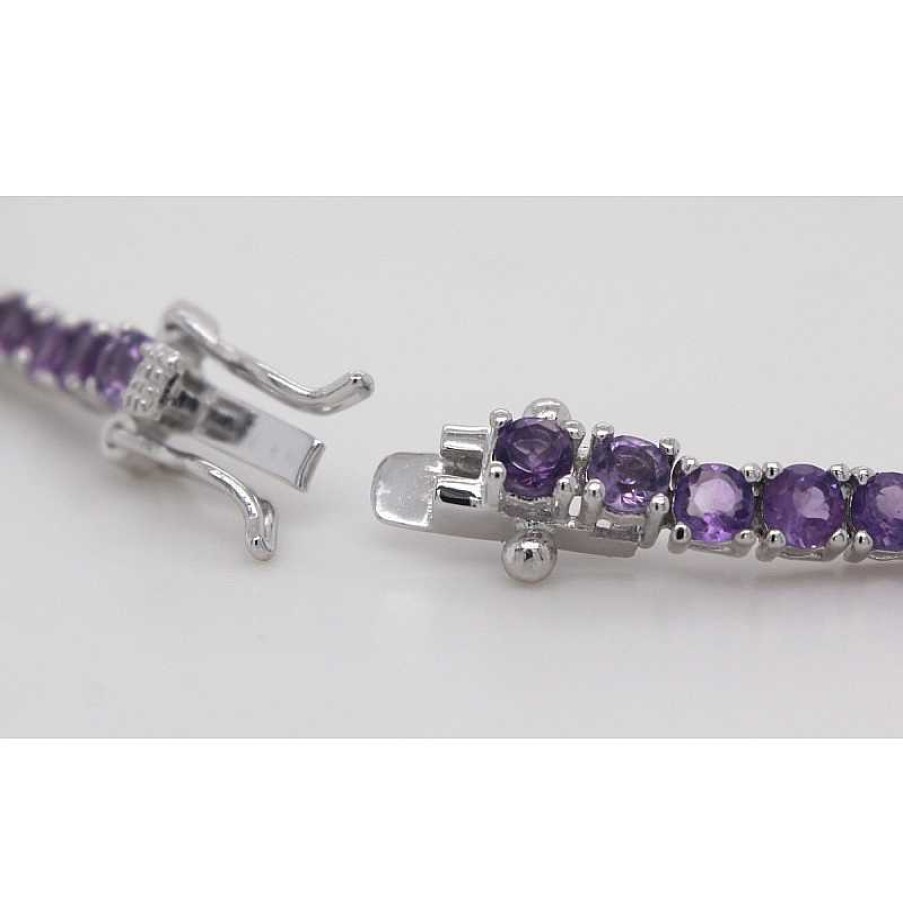 Armband CH.ABRAMOWICZ | Tennisarmband Silber 925 Lila Amethyst Edelsteine Rhodiniert Poliert