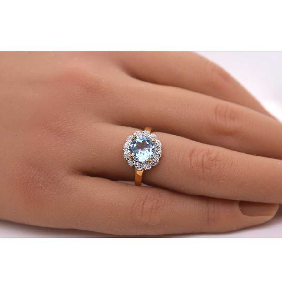 Ringe CH.ABRAMOWICZ | Diamant-Blautopasring Sterling Silber 925 Gelbvergoldet