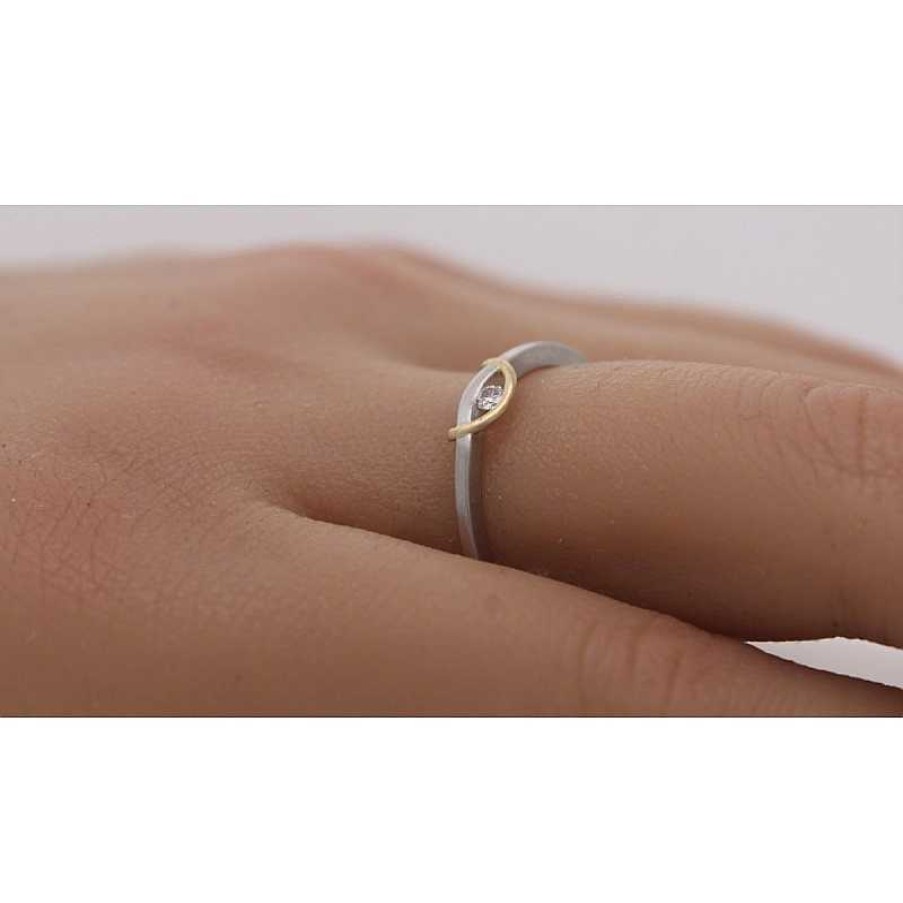 Ringe CH.ABRAMOWICZ | Solit Rring Platin 950/Gelbgold 750 1 Brillant 0,05Ct.Tw/Vvs