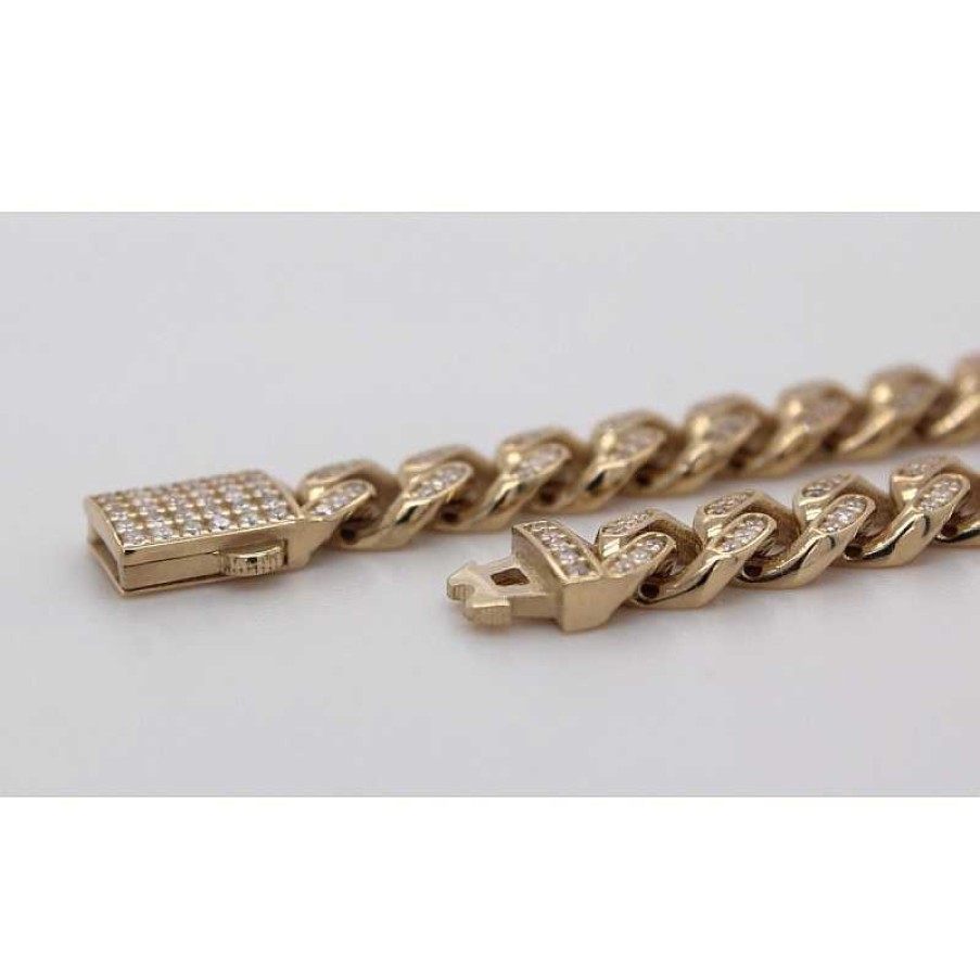 Armband CH.ABRAMOWICZ | Panzerarmband Gelbgold 585 Cuban Link Chain Zirkonia Krappengefasst