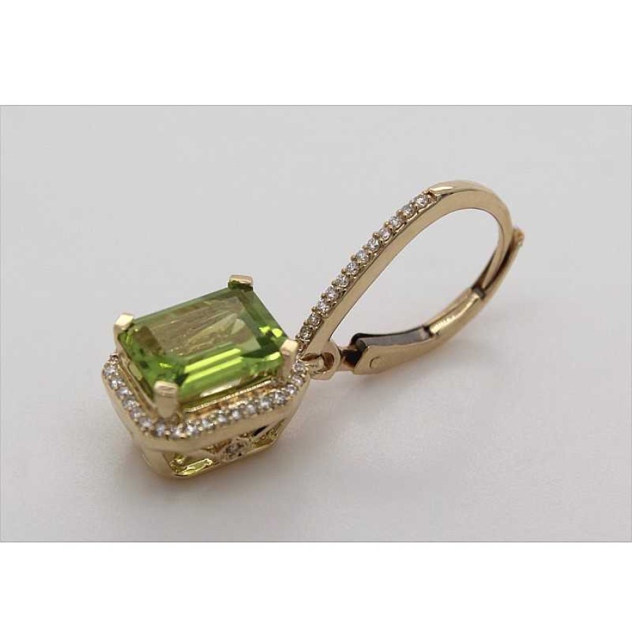 Ohrringe CH.ABRAMOWICZ | Ohrh Nger Gelbgold 585 2 Gr Ne Peridot Edelsteine 98 Diamanten