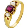 Ringe CH.ABRAMOWICZ | Antiker Ring Gelbgold 750 1 Rubin 2 Orientperlen