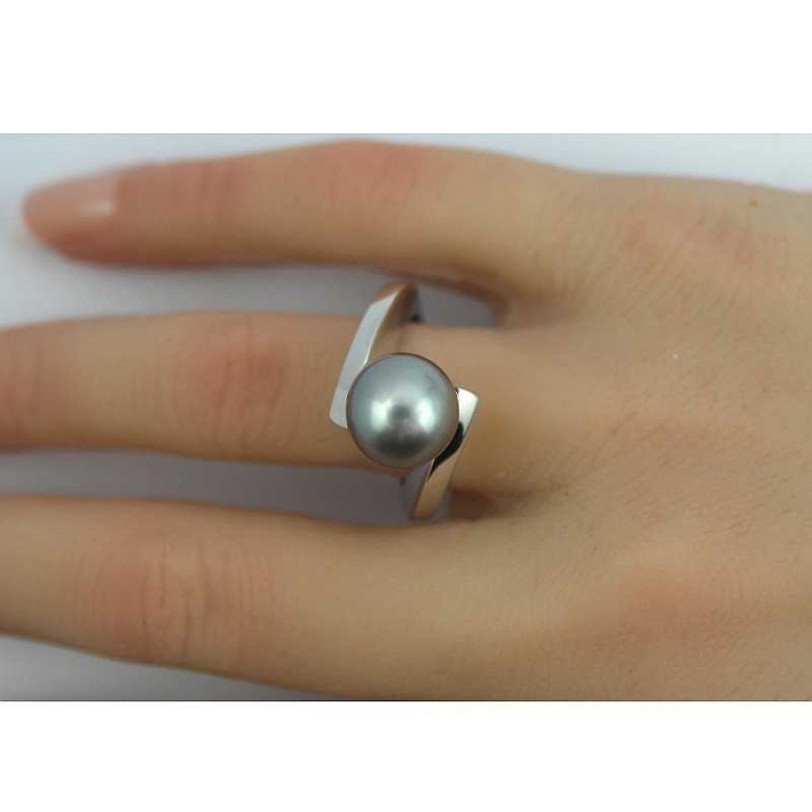 Ringe CH.ABRAMOWICZ | Tahitiperlenring Wei Gold585 Grau-Silberlippiges Lustre Top Aaa