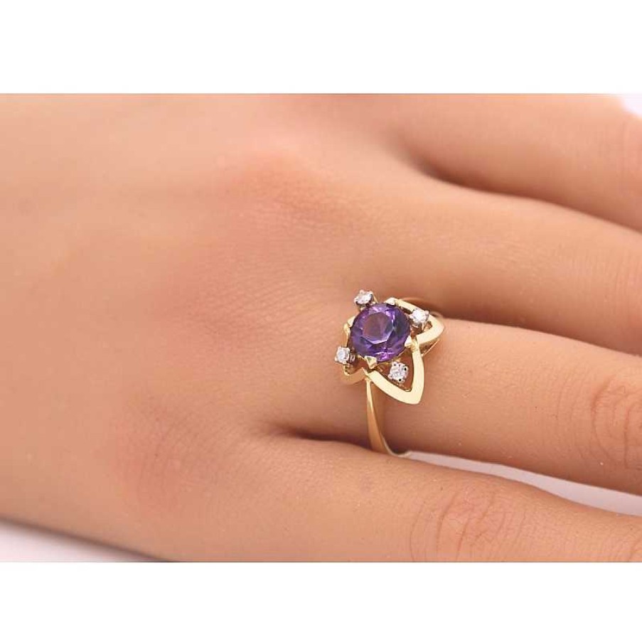 Ringe CH.ABRAMOWICZ | Amethystring Diamanten Gelbgold 585 Amethyst 3,20Ct. Diamanten 0,08Ct.