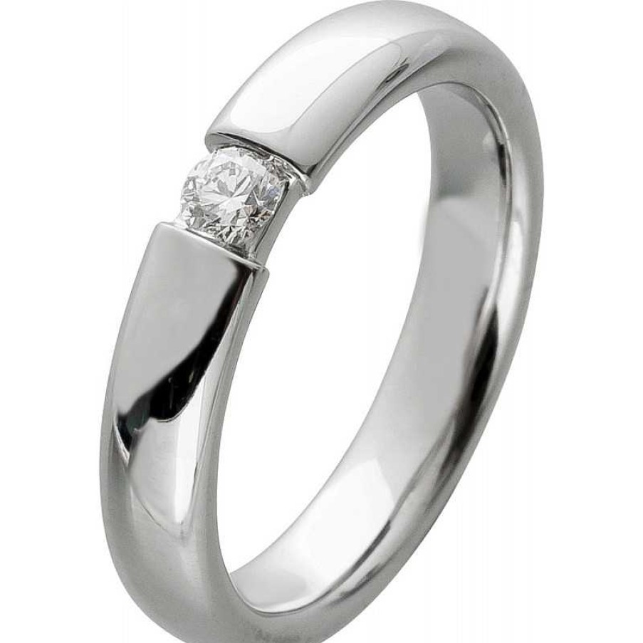 Ringe CH.ABRAMOWICZ | Verlobungsring Wei Gold 585 1 Brillant 0,15Ct W/Si Spannringoptik