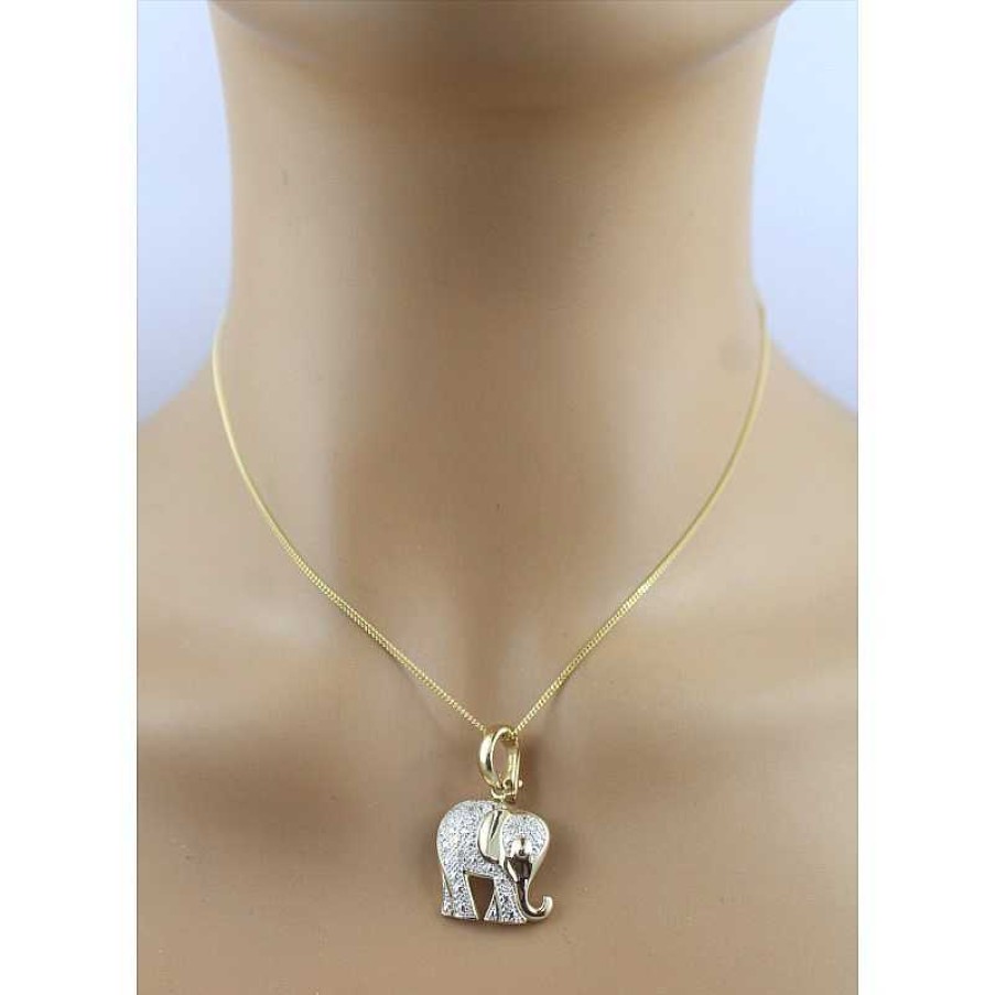 Kettenanh Nger CH.ABRAMOWICZ | Diamant Elefant Anh Nger Gelbgold 585 7 Brillanten 0,07Ct W/I2