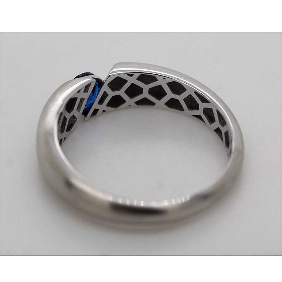 Ringe CH.ABRAMOWICZ | Solit Rring Wei Gold 333 Blauer Synthetischer Saphir