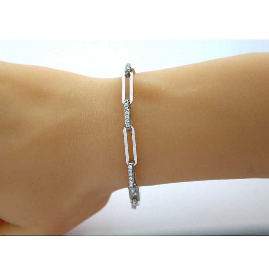 Armband UNO A ERRE | Unoaerre Gliederkette Silber 925 5 Zirkonia Glieder 70 Zirkonia Breite 5Mm