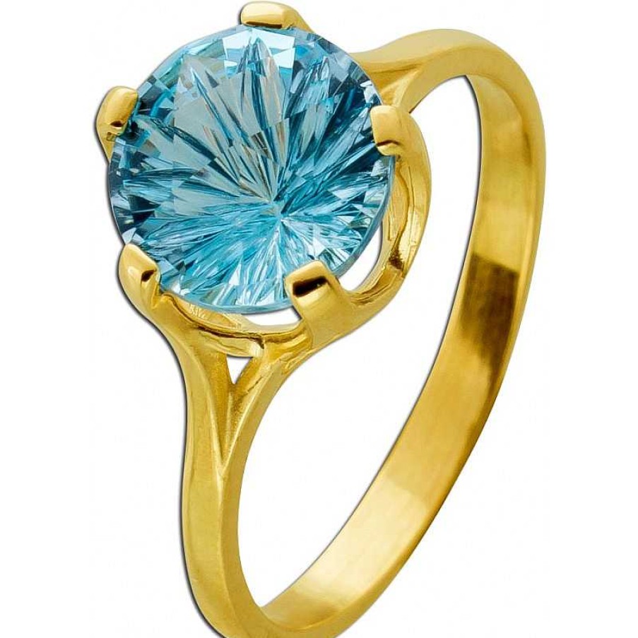 Ringe CH.ABRAMOWICZ | Designer Ring Gelbgold 585 Wasserblauer Blautopas Solit R 3Ct.