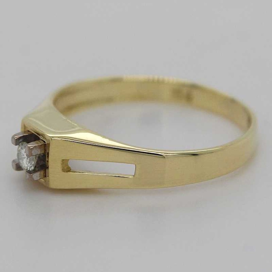 Ringe CH.ABRAMOWICZ | Antiker Solit Rring 1950 Gelb/Wei Gold 585 1 Brillant 0,06Ct Tw/Vvs