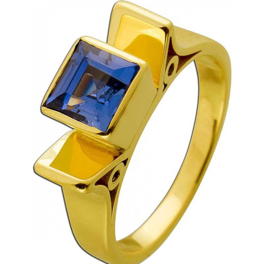 Ringe CH.ABRAMOWICZ | Solit Rring Gelbgold 750 Feinster Blauer Saphir 1,60Ct. Carree Schliff